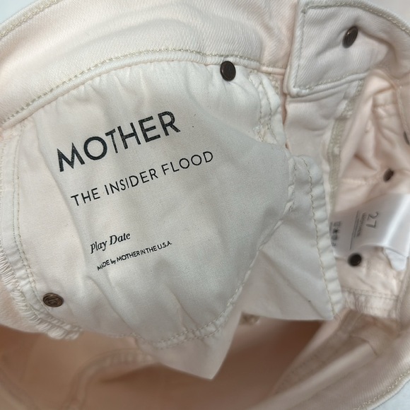 Mother Denim The Insider Flood High Rise Flare Jeans Ivory Play Date Size 27 - Picture 5 of 12